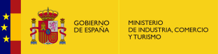 Logotipo amarillo con las banderas del Gobierno de España